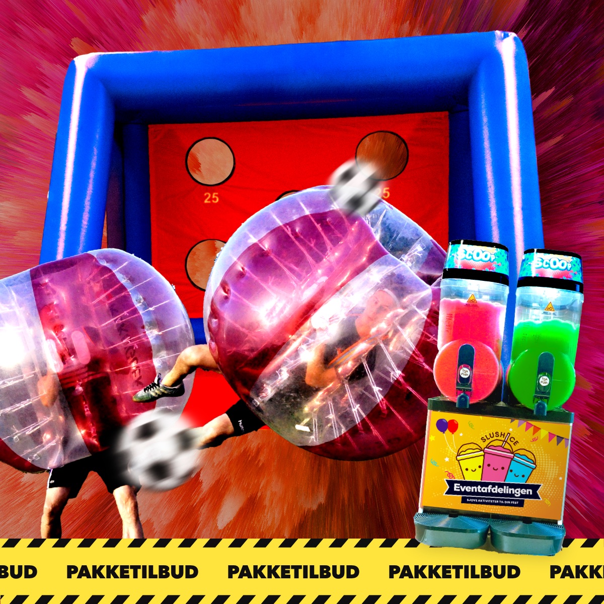 Fodboldpakken til børn med sjove bumper balls, slush ice maskine og fodboldmål med skydeskiver